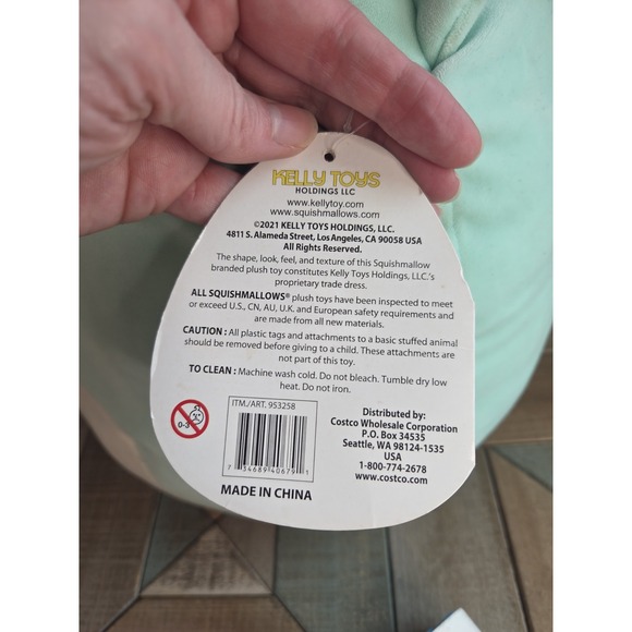 KellyToy Squishmallow Tres'zure the Mint‎ Green Tabby Cat Plush 16" Large NEW - Picture 5 of 6